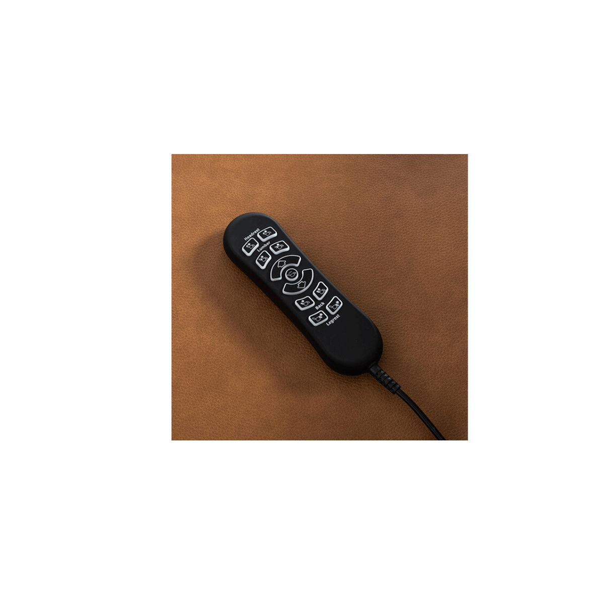 Mega Motion Remote controlling the heat, backrest, legrest, and lumbar sitting on the chair