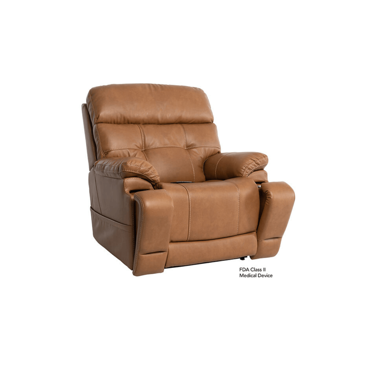 Mega Motion 3815 Electric Lift Chair in saddle color, sitting upright with footrest down