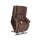 Mega Motion Zero Gravity Lift Chair covered in chocolate brown fabric, lifting up to help the user stand up on their own