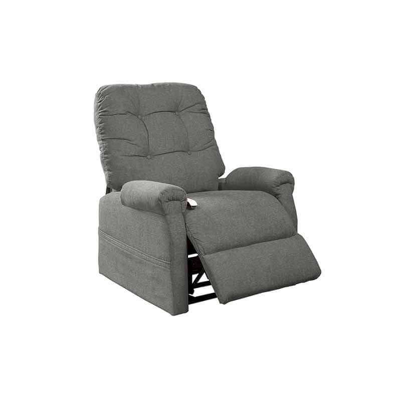  Mega Motion MM-4001 Petite Reclining Lift Chair in pebble gray color, shown partially reclined with footrest extended