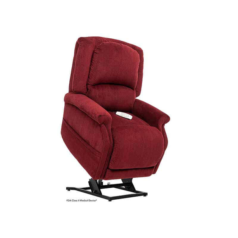 Red Mega Motion Zero Gravity Recliner, shown lifting up with the seat slightly tilted forward to help user stand up