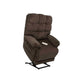 Brown Mega Motion Trendelenburg Lift Chair with heat & massage in lift position with seat slightly tilted forward to help user stand up