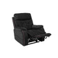 Black Mega Motion MM-3712 Power Lift Recliner with 3-Zone Heat. Shown with backrest upright & footrest elevated high. Ideal for watching TV