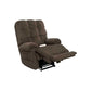Mega Motion Trendelenburg Lift Chair in Chocolate color featuring side pockets, with extended footrest raised