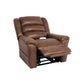 Mega Motion MM-6200 Lift Reclining Chair in reddish brown color, shown with footrest raised and back slightly reclined for optimal relaxation