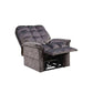 Mega Motion MM-5001 Lift Recliner Chair in graphite gray, reclined to TV watching position with footrest elevated high