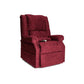 Mega Motion Zero Gravity Lift Chair  with side pockets made with red fabric, sitting in upright position