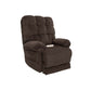 Brown Mega Motion Trendelenburg Lift Chair featuring armrests, shown in upright position with lots of cushioning