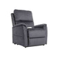 Metallic gray Mega Motion MM-3605 Power Lift Recliner in an upright position with backrest straight and footrest down for sitting upright
