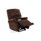 Brown Mega Motion Zero Gravity Recliner, shown in a TV watching position with the footrest raised for optimal leg support