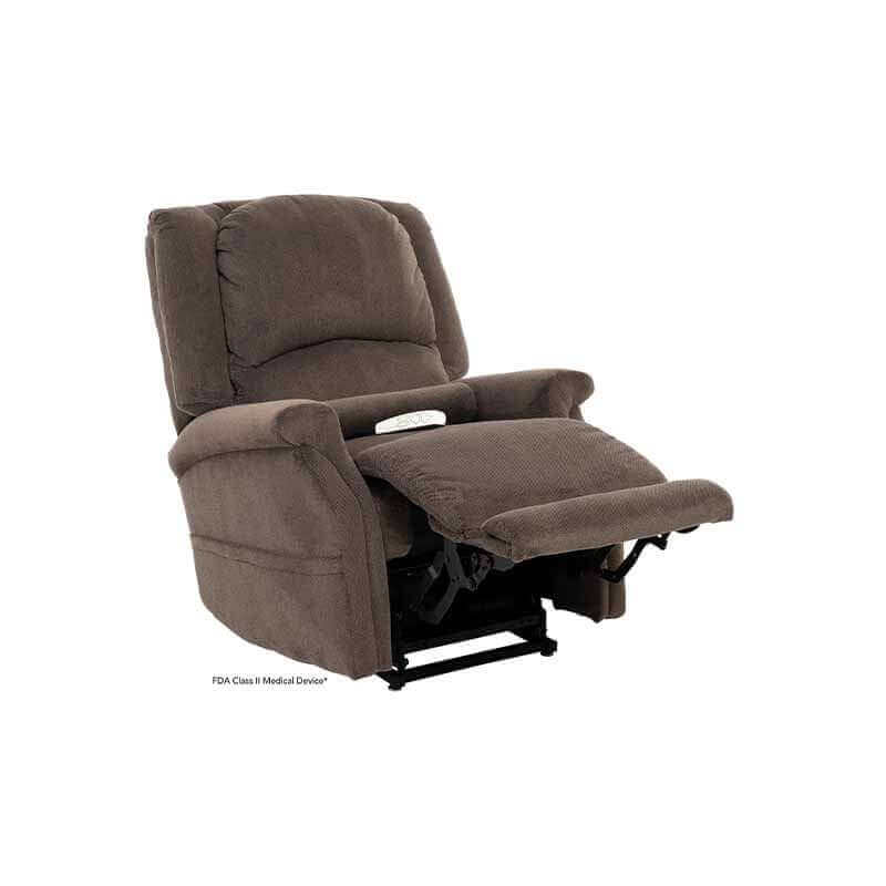 Mega Motion Zero Gravity Recliner with heat & massage in iron color, in TV watching position with footrest elevated