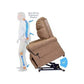 Tan Brown lift chair lifting up at 35 degree angle and how it affects man's posture