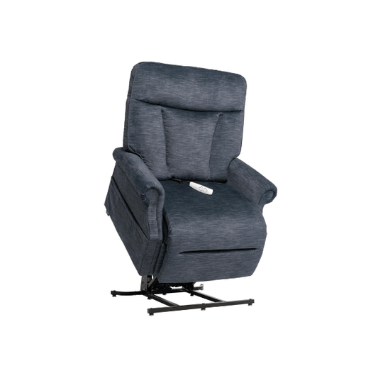 Mega Motion MM-7305 lift recliner in midnight color in lift position to assist user in standing up