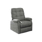 Mega Motion MM-4001 Petite Lift Chair Recliner in pebble gray, shown in an upright position with plush cushioning and padded armrests