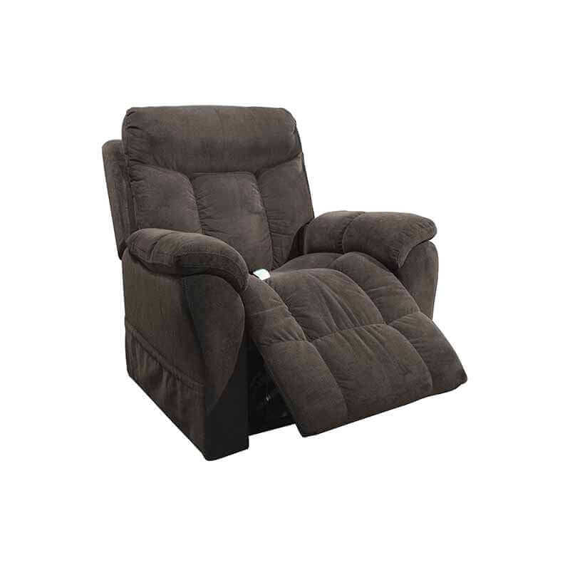Steel color Mega Motion MM-5300 Power Lift Recliner with ample padding & cushioning, partially reclined with footrest slightly raised