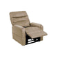 Golden brown Mega Motion MM-3601 lift recliner with heat & massage, partially reclined with backrest leaning back & footrest elevated