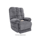 Gray Mega Motion Trendelenburg Lift Chair with heat & massage, shown in upright position with soft cushioning and padded armrest