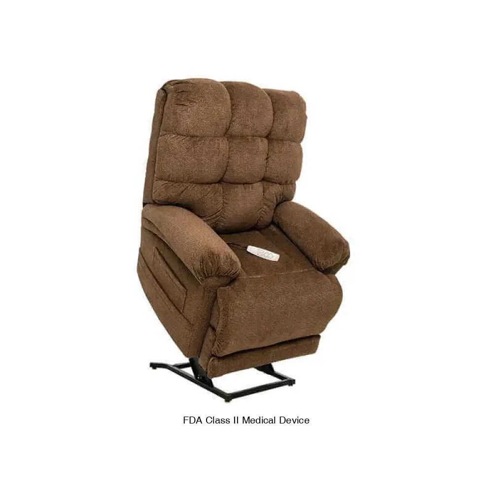 Gray Mega Motion Trendelenburg Lift Chair with heat & massage, displayed in lift position to assist user in standing up