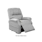 Mega Motion 3-position lift chair in silver gray color with backrest in upright position and footrest partially elevated