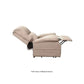 Beige Mega Motion 3-position lift chair with backrest reclined to take a good nap with footrest elevated all the way up
