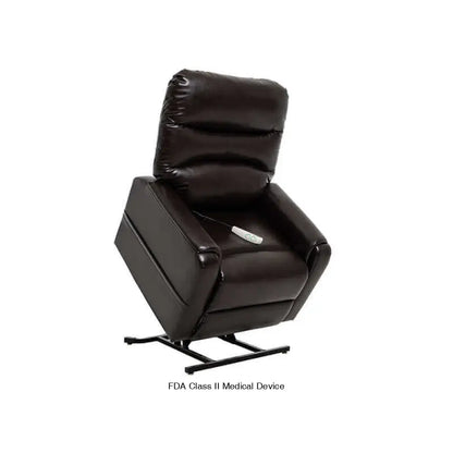 Mega Motion MM-3604 Reclining Lift Chair in chestnut color, shown in lift position with chair titled forward to help user stand