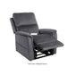 Metallic gray Mega Motion MM-3605 Power Lift Recliner in a partially reclined with footrest raised halfway up. Perfect for TV watching