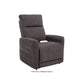 Dark gray Mega Motion MM-3615 Power Lift Recliner with heat & massage, in an upright sitting position with the footrest down