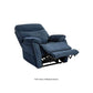 Navy Blue Mega Motion MM-3710 Infinite Position Lift Chair with the backrest reclined back to relax and the footrest elevated to support legs