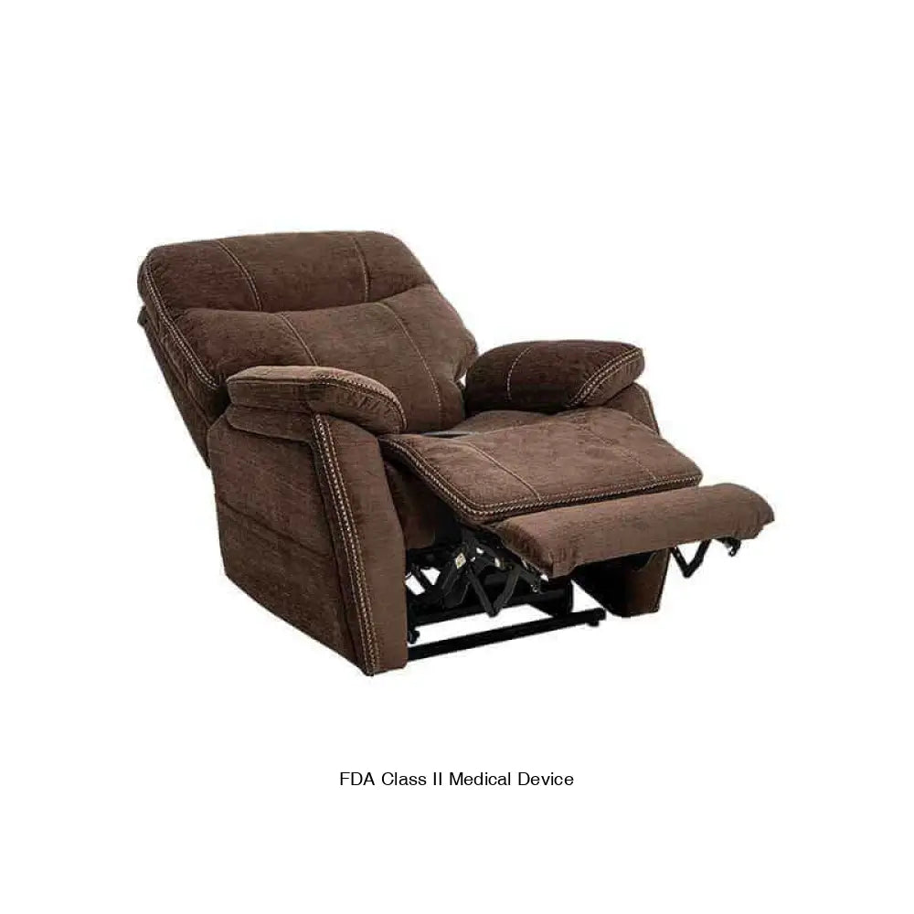 Mink Brown Mega Motion MM-3710 Infinite Position Lift Chair reclined for a napping position with footrest raised to take a restful nap