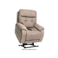 Mega Motion MM-3712 Power Lift Recliner in stone color, shown with lift mechanism lifting up tilting seat forward to help user stand up