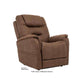 Brown Mega Motion MM-3730 Lift Chair with lumbar support, displayed in an upright seated position with padded armrests