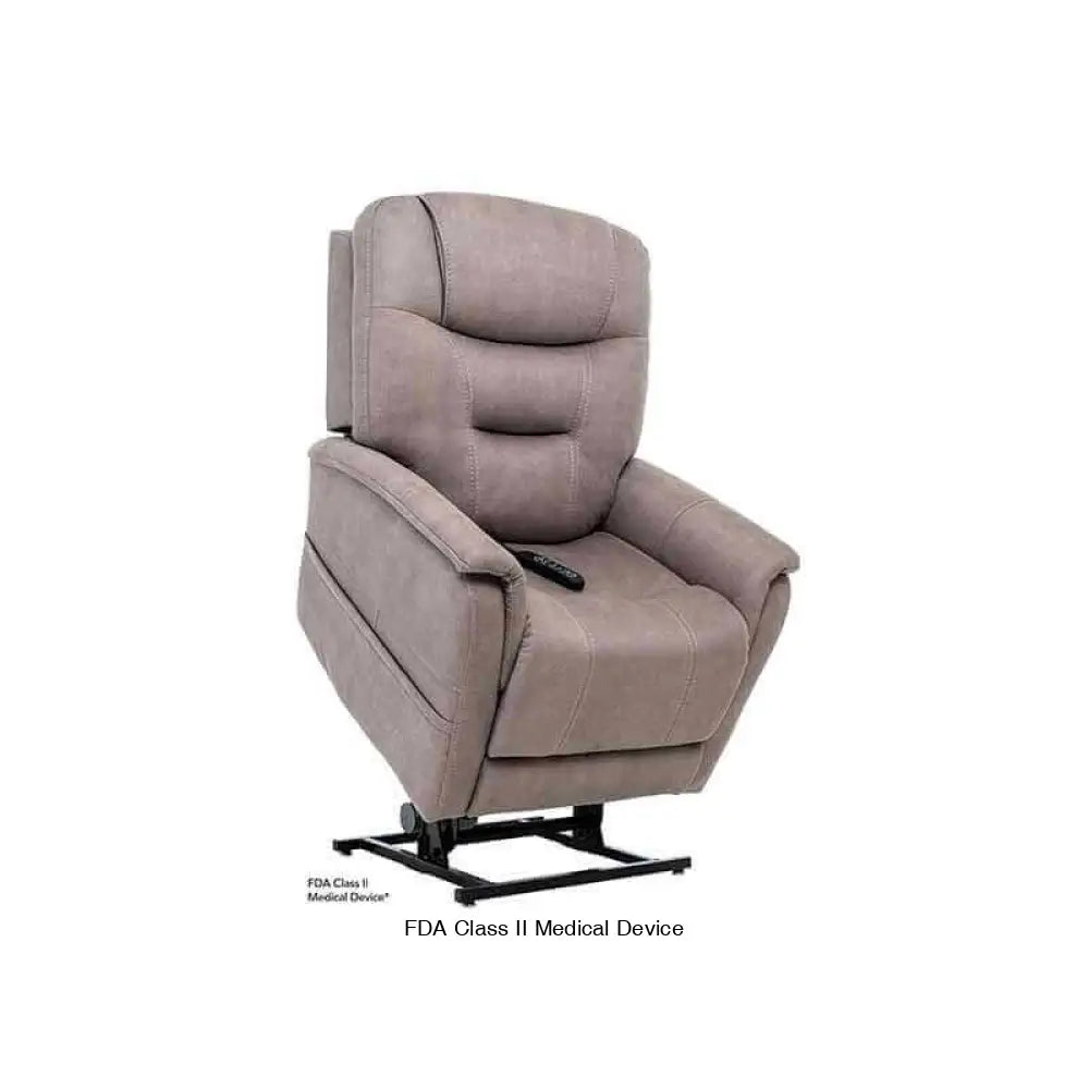Taupe colored Mega Motion MM-3730 Lift Chair with Lumbar support, shown with lift mechanism lifting up with seat tilted forward to help user stand