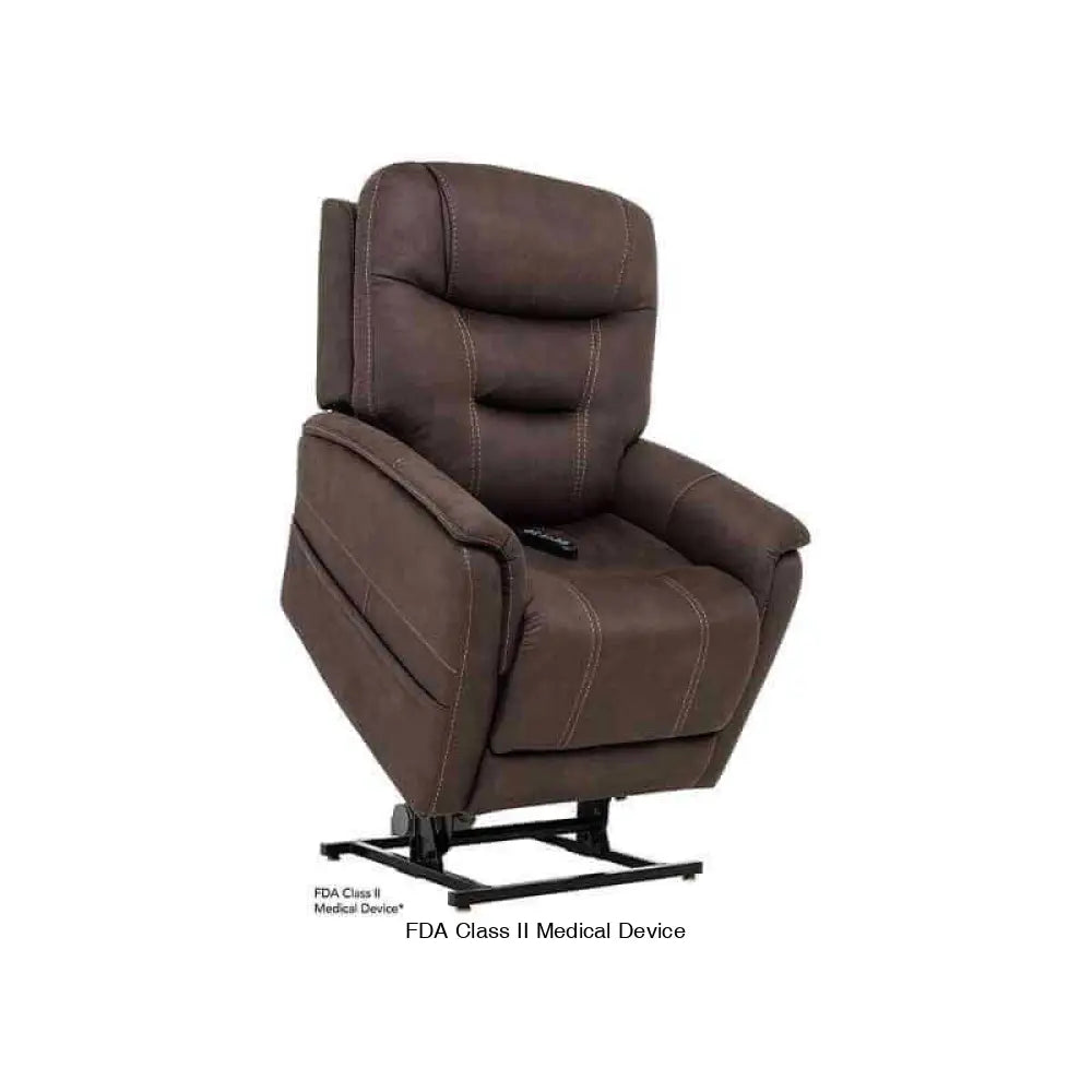 Dark Brown Mega Motion MM-3730 Lift Chair with Lumbar support, showing lift mechanism lifting up tilting seat forward to help user stand up on their own