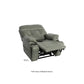 Mega Motion 3815 recliner lift chair in olive color, reclined to nap position with backrest slightly angle & footrest raised high