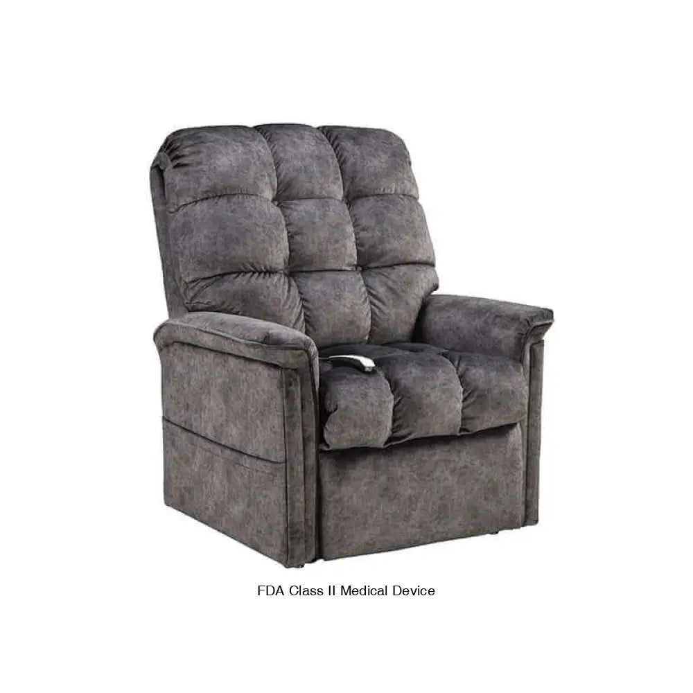 Mega Motion MM-5001 Lift Recliner Chair in graphite gray, shown in upright position