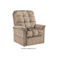 Mega Motion MM-5001 Lift Recliner Chair in mushroom color, shown sitting upright featuring side pockets for storage