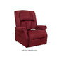 Wine Red Mega Motion Heavy Duty Lift Chair 500lb with Heat & Massage, shown in upright position & footrest down ready for sitting upright